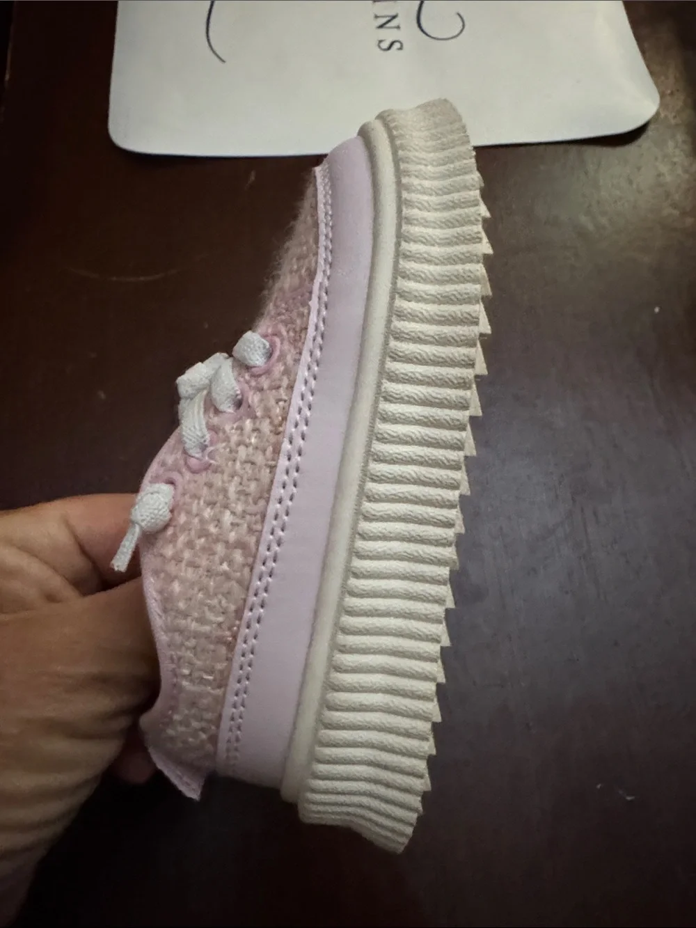Carter's Pastel Pink Knit Lace-Up Toddler Sneakers size 5